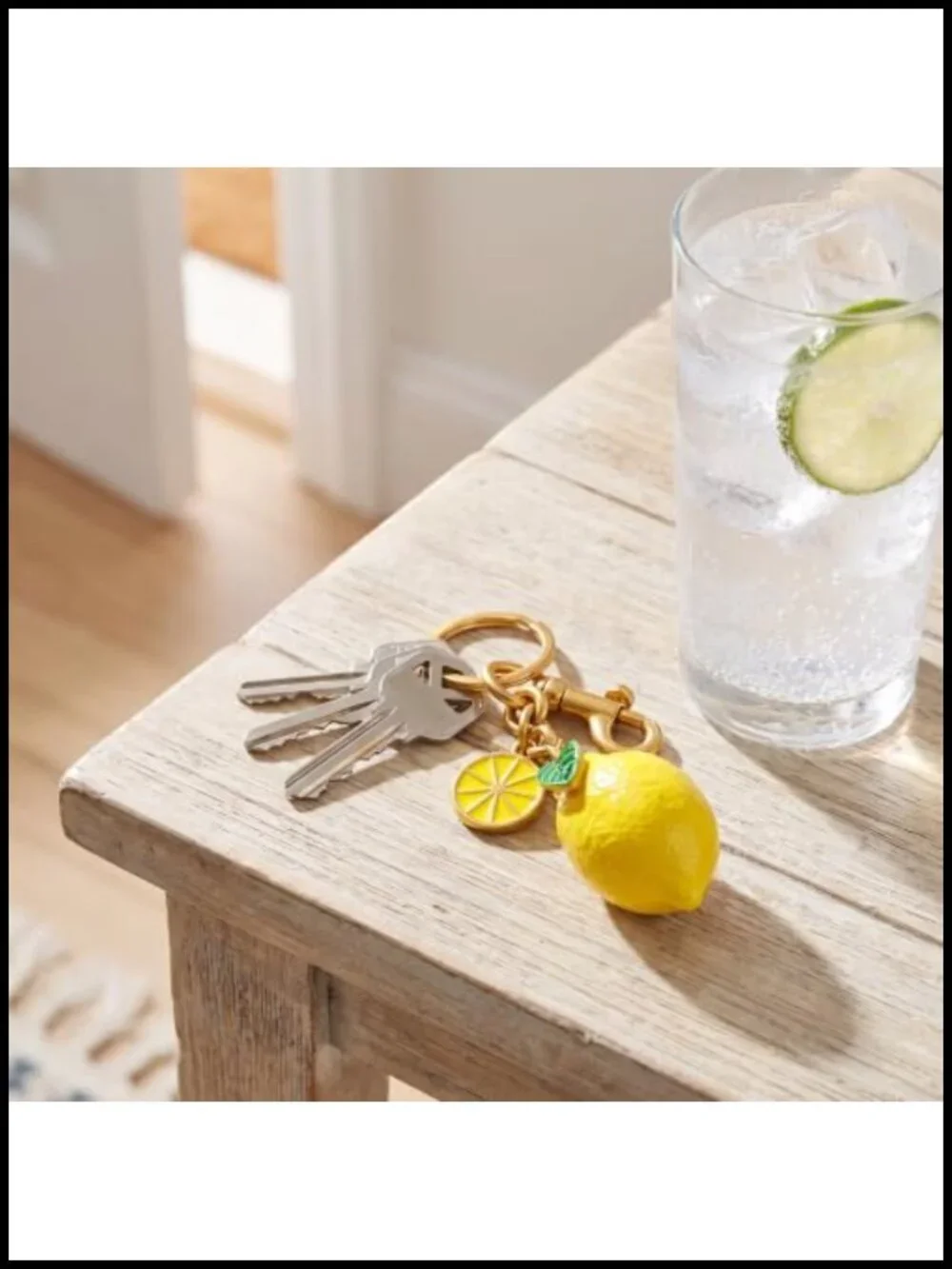 Resin Lemon Fruit Bag Charm Keychain Purse Charm Secure Clasp